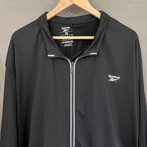 Reebok Track Jacket Identity Black White Back Vector Reecycled Speedwick Size 4X - Picture 2 of 13